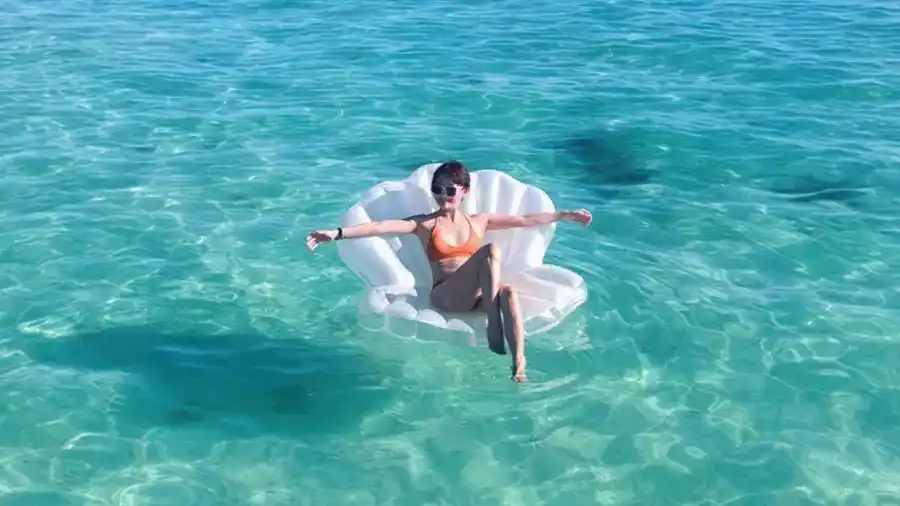 Fun inflatable toys for water activities in the lagoon Jelly Sea Resort